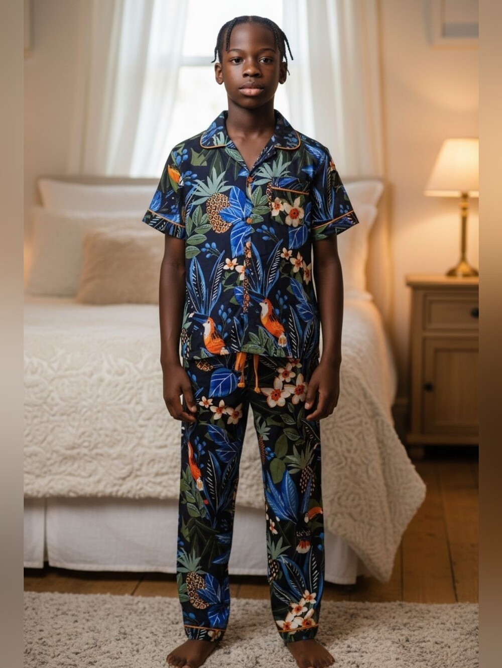 Cyberjammies Kids Tropical Toucan Pajama Set - Blue/Black/Orange/Green 3080